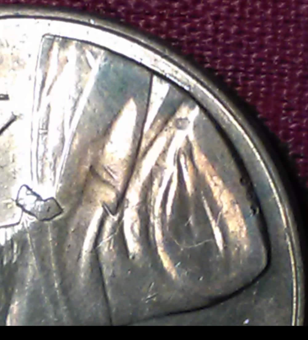 199x-P-Lincoln-Cent-Struck-Through-Grease-And-Thread-I-Believe